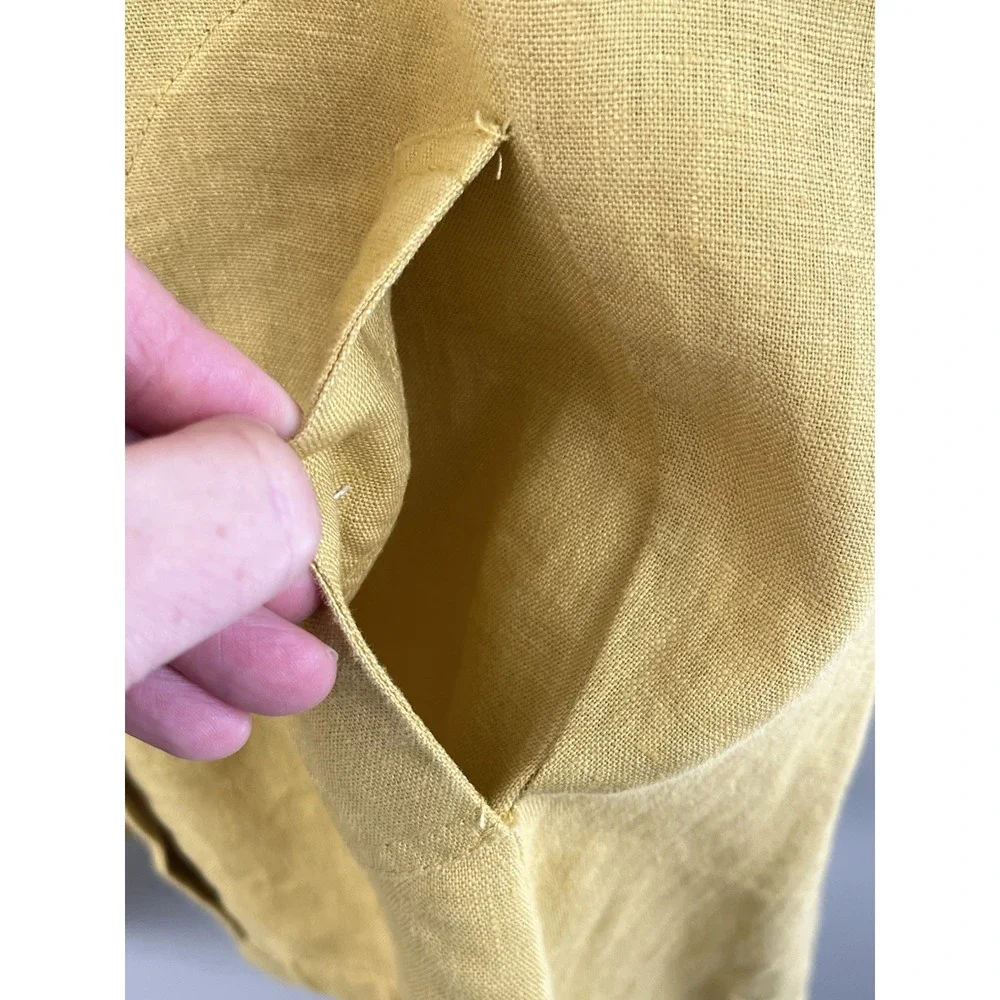 Jones & Co 100% Linen Jacket Poncho Hooded Button Front Swing Lagenlook‎ Sz M